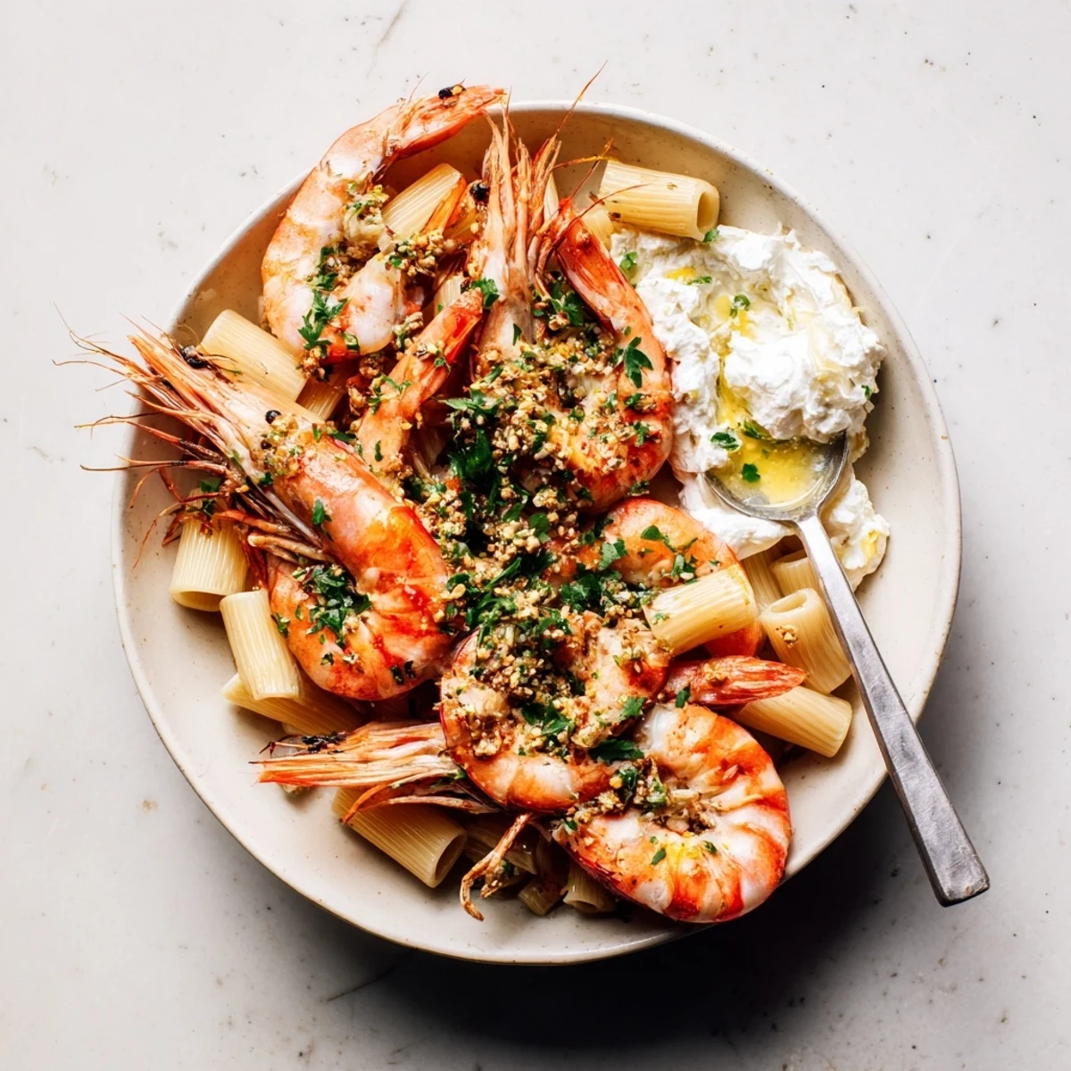 Vibrant photo of Light & Bright Lemon Herb Shrimp Scampi, with plump shrimp in a bright lemon sauce.