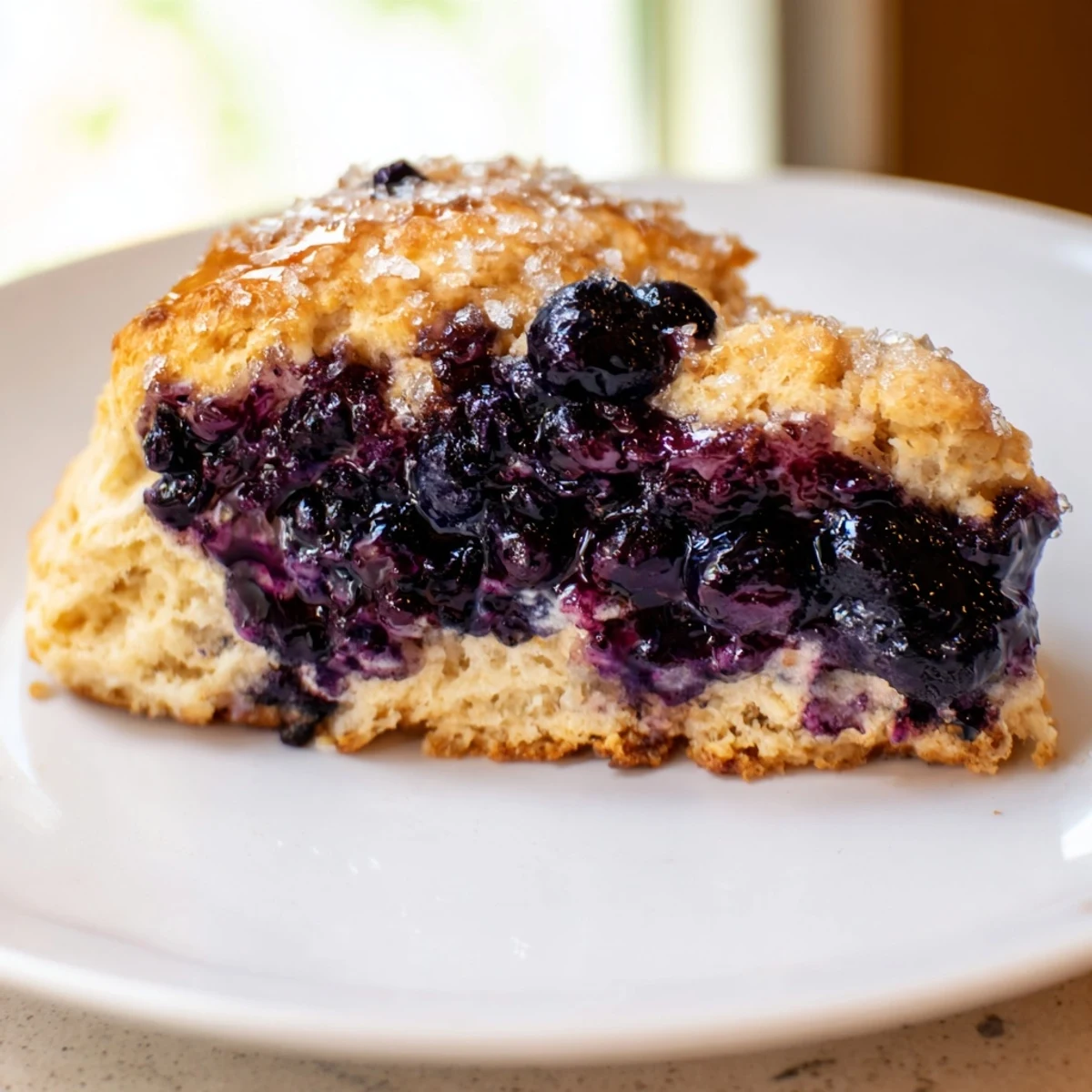 Golden, flaky Birch-Warm Blueberry Scones, overflowing with juicy blueberries, ready for a warm breakfast.