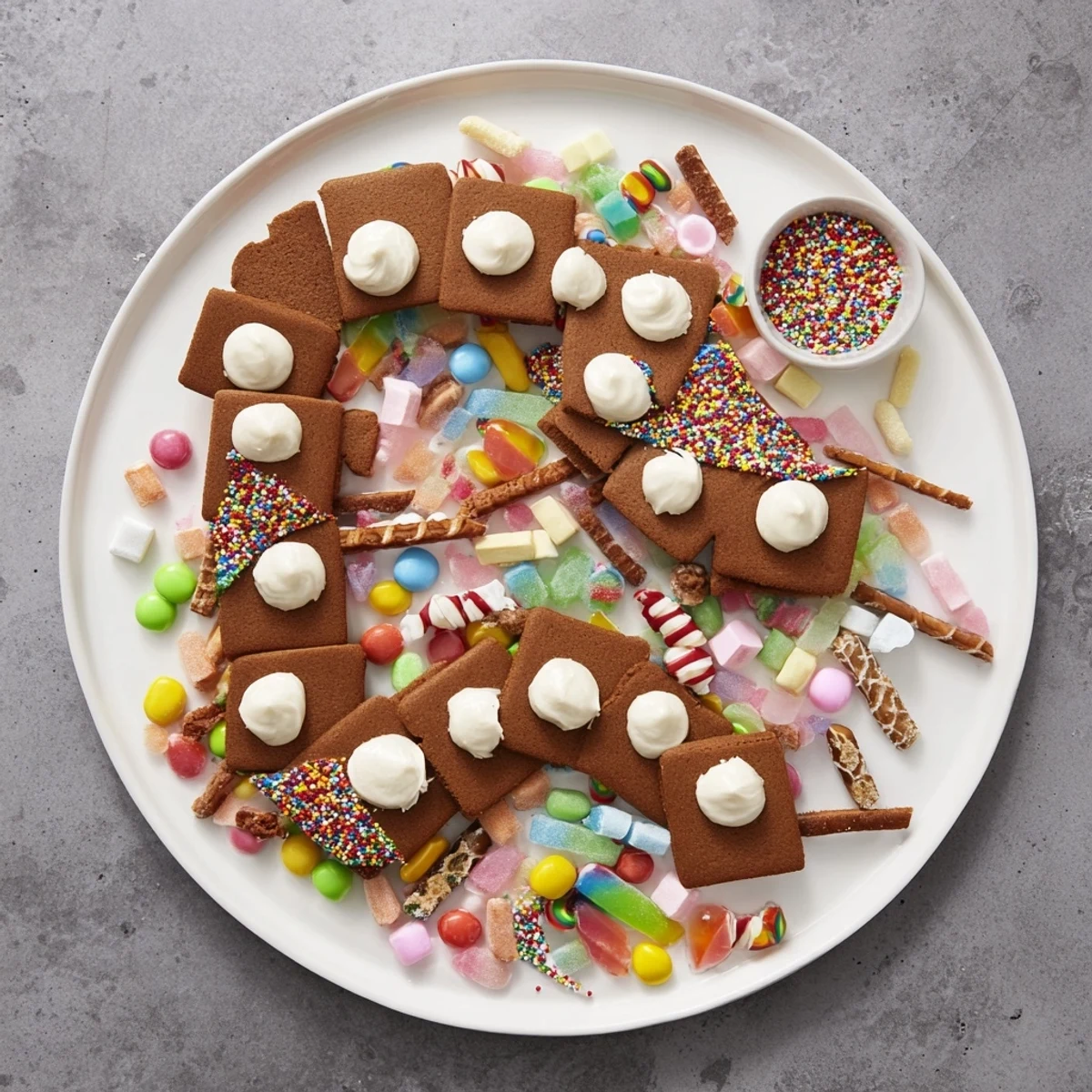 A delightful view of a complete Candy Land Gingerbread Path, ready for dessert indulgence and fun.