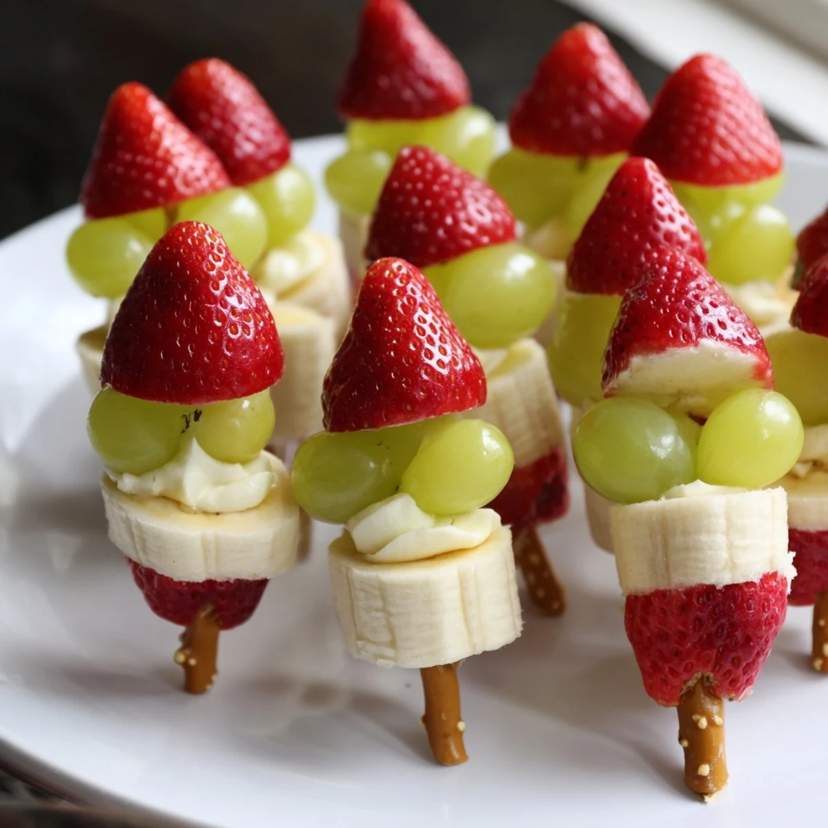 Festive and fun: Enjoy delicious Elf Hat Strawberry Skewers, a creative and healthy party appetizer.