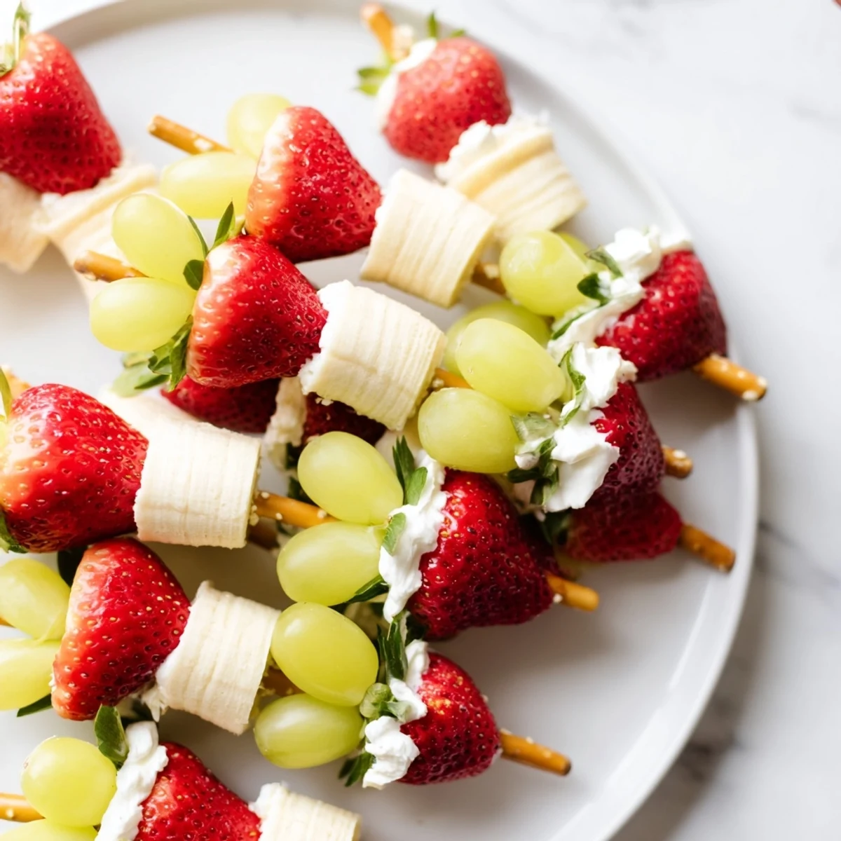 Sweet, refreshing Elf Hat Strawberry Skewers bursting with fresh fruit, easy to make for kids' parties.