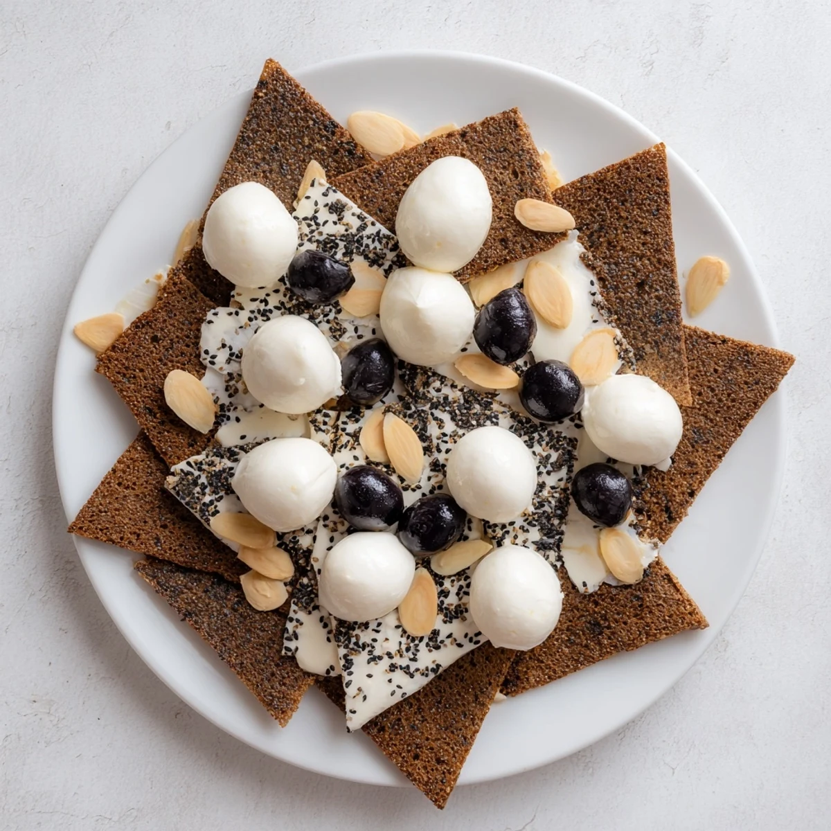 This Black and White Formal Affair appetizer offers a sophisticated arrangement perfect for your next party.