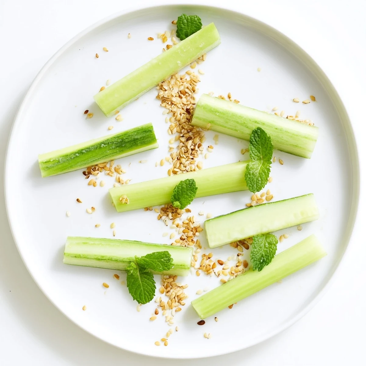 Crisp celery and cucumbers artfully arranged to create a refreshing "The Bamboo Zen" appetizer.