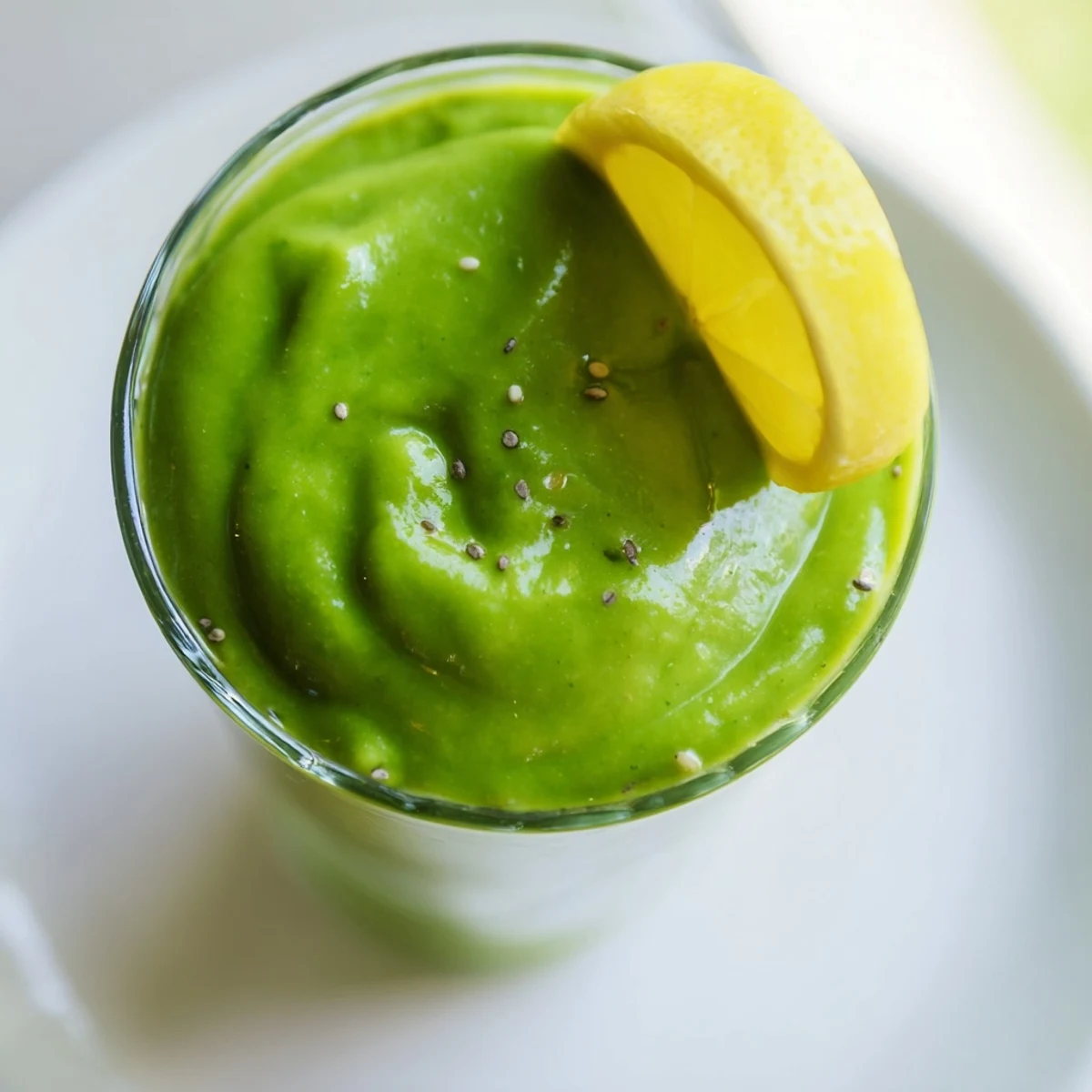 Enjoy a refreshing Spinach Avocado Smoothie, perfectly blended and chilled, ideal for a morning meal.