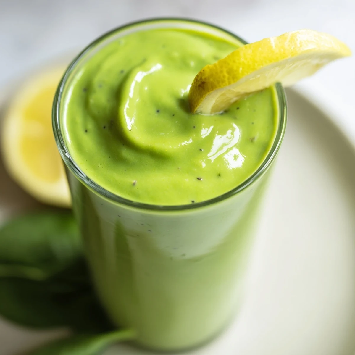 This thick, creamy Spinach Avocado Smoothie is bursting with healthy fruits and vegetables.