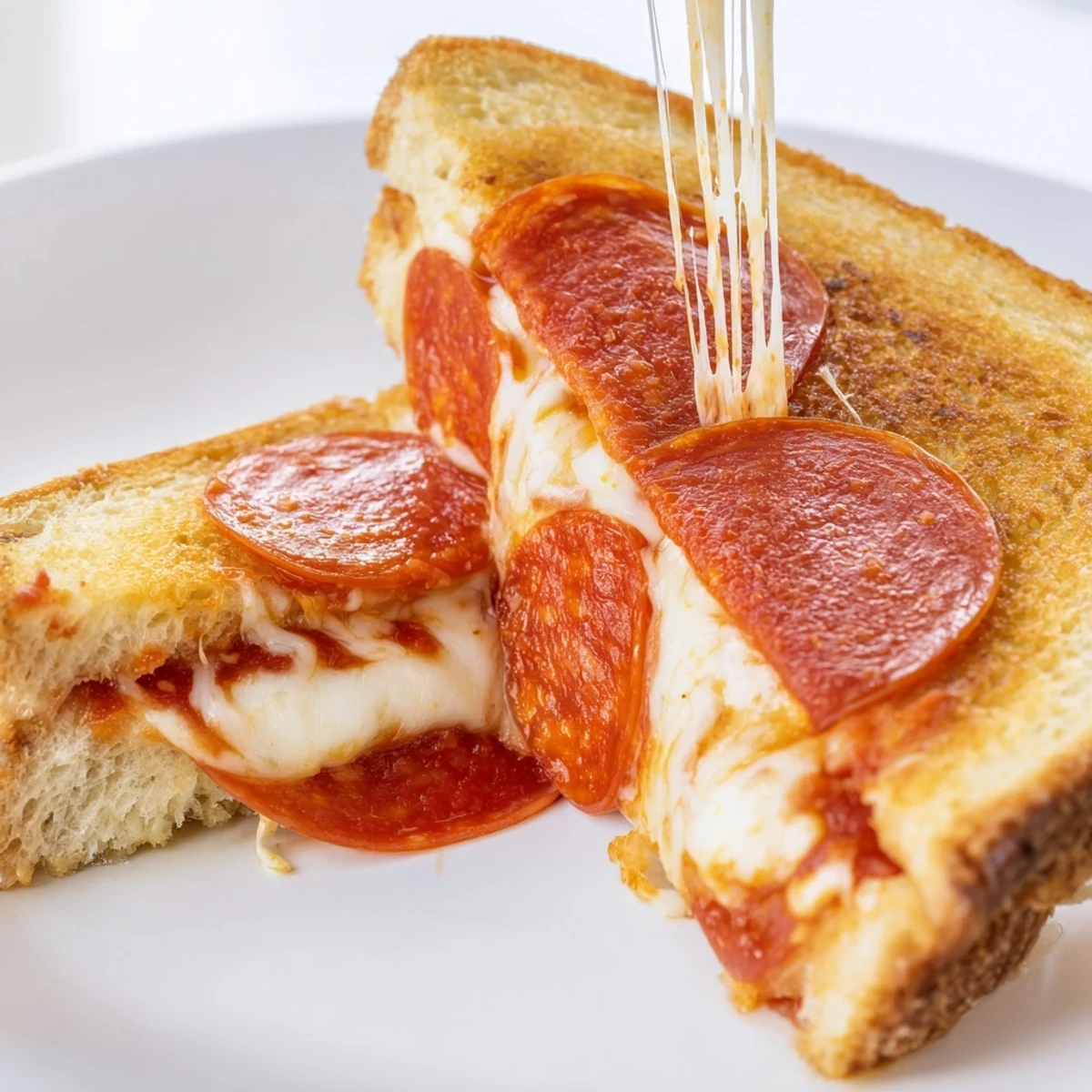 Golden, melty Pizza Grilled Cheese: a warm, cheesy cross between pizza and grilled cheese!