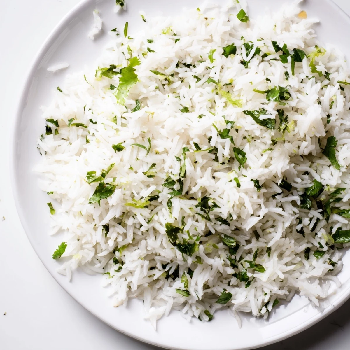 Fluffy, vibrant Cilantro Lime Rice: a delicious, zesty side dish ready to be served.