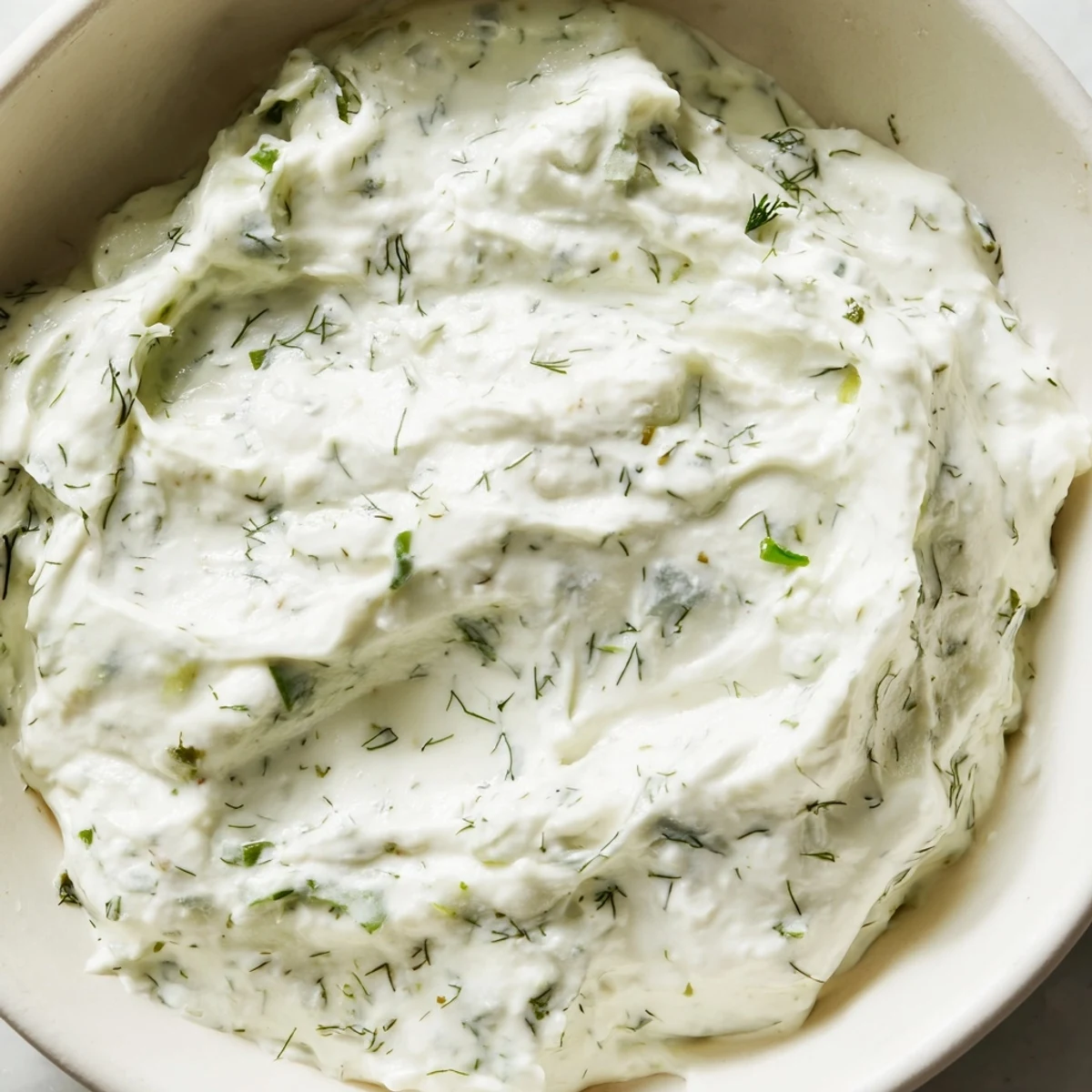 Platter with Greek Yogurt Herb Dip, pita chips, and crisp cucumber, bell pepper, and carrot sticks.  