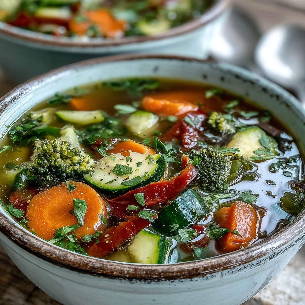 Steaming bowl of Ginger Vegetable Soup garnished with fresh cilantro, perfect for a light vegan dinner.