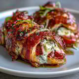 A savory chicken breast stuffed with mozzarella, tomatoes, and basil, finished with a drizzle of balsamic glaze for a bright flavor.