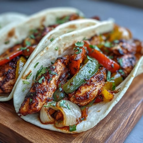 Easy Chicken Fajitas sizzling in a skillet with colorful peppers and onions, ready to serve in warm tortillas.