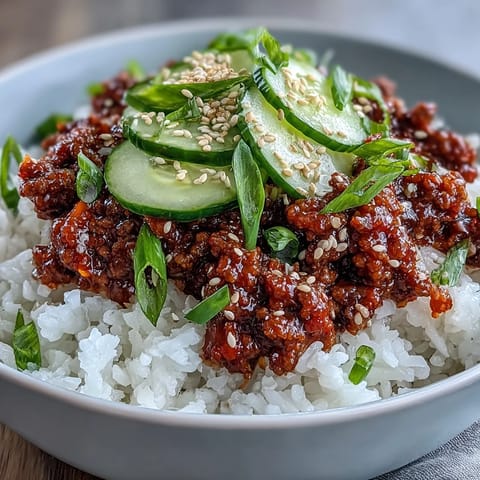 Steaming bowls of Easy Korean Beef Bowl topped with fresh cucumber and carrots. 