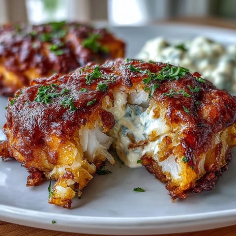 Crispy Southern fried catfish fillets with zesty remoulade sauce, a soul food classic on a rustic wooden plate.
