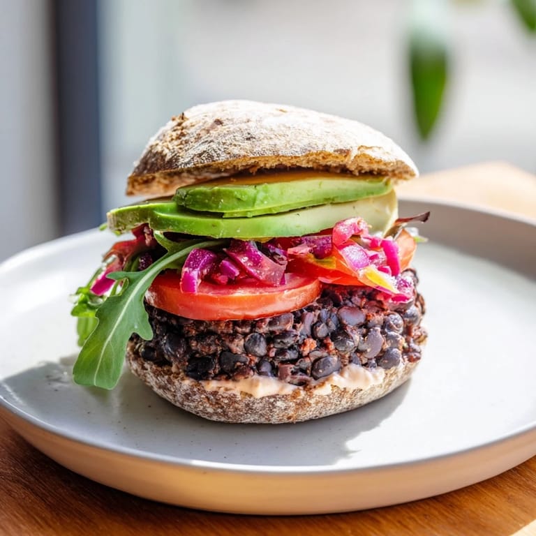 Golden-brown Zesty Black Bean Burgers sizzling on a grill pan, ready to serve with toppings.