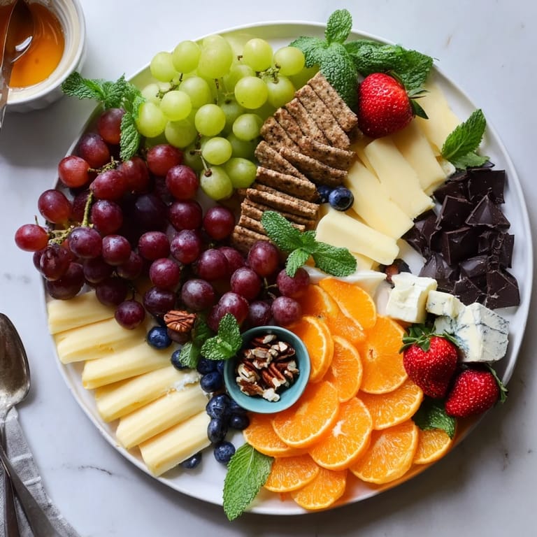 A beautifully arranged Grapes of Fortune dessert board, perfect for New Years celebrations bursting with flavors.