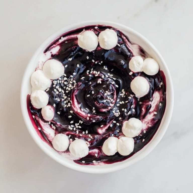 This elegant The Galaxy Spiral dessert features starry goat cheese and a stunning berry jam spiral for serving.