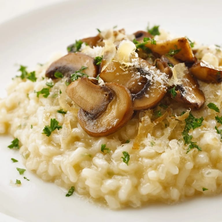Delicious, flavorful Italian risotto with mushrooms, perfect for a cozy vegetarian dinner.