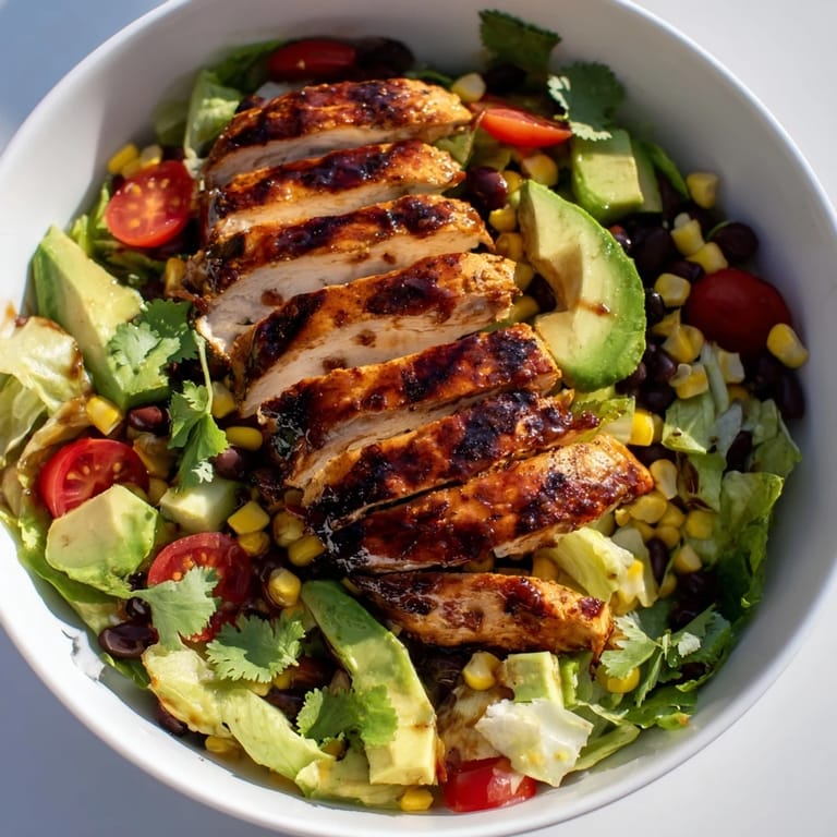 Juicy grilled chicken shines in this honey lime chicken taco salad, finished with cilantro and zesty dressing.