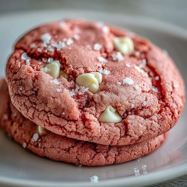 Homemade Pink Velvet Cookies stacked on a cooling rack, ready to serve with milk for a sweet afternoon treat.