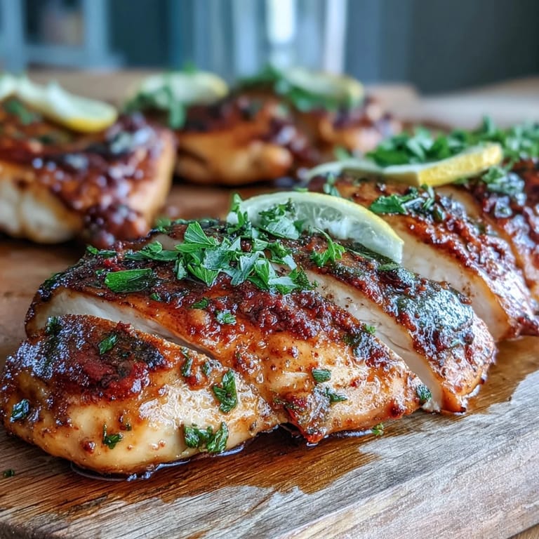 Seasoned Oven Baked Chicken Breast on a baking sheet, showing the savory spice crust before slicing.