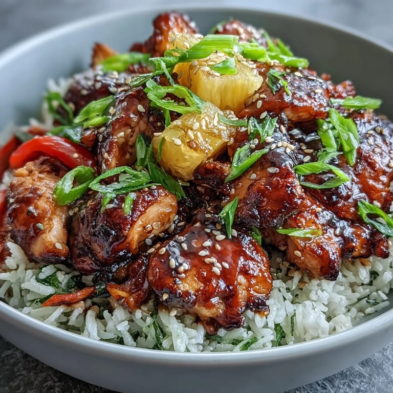 Easy Teriyaki Chicken and Rice Bowl served with colorful veggies and sesame seeds.