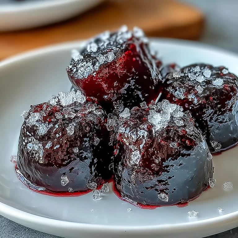 Dark purple Black Currant Gummies with a glossy finish, ready to be enjoyed as a gluten-free treat.