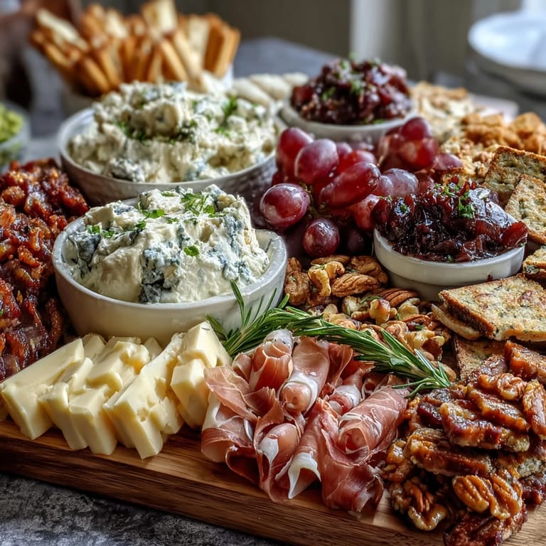Festive Housewarming Party Charcuterie Board overflowing with meats, cheeses, and fresh produce.