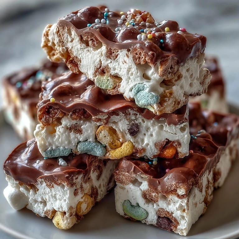 Colorful St. Patrick's Day treats board showcasing Lucky Charms bark, green apple slices, pretzels, and festive sweets.