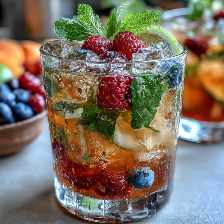 Guests enjoy self-serve lemonade with colorful berries, citrus slices, and sparkling water options at a festive table.