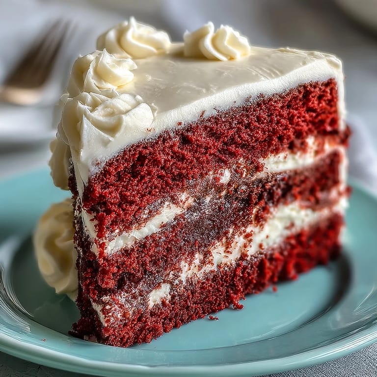 Southern-style red velvet cake, a classic with smooth, tangy cream cheese frosting.